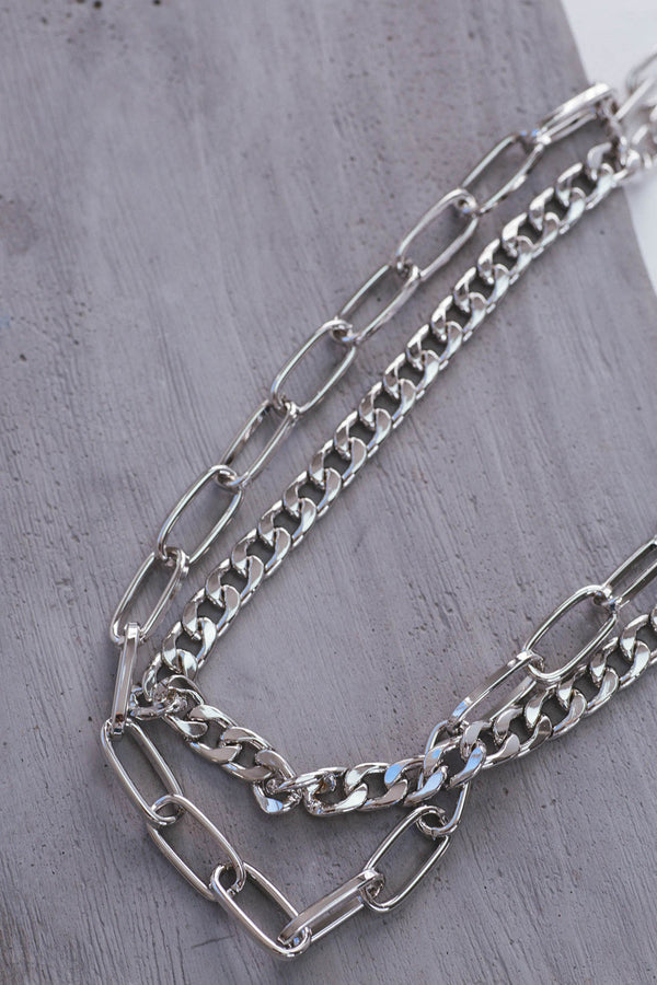 Fearless Layered Necklace, Silver