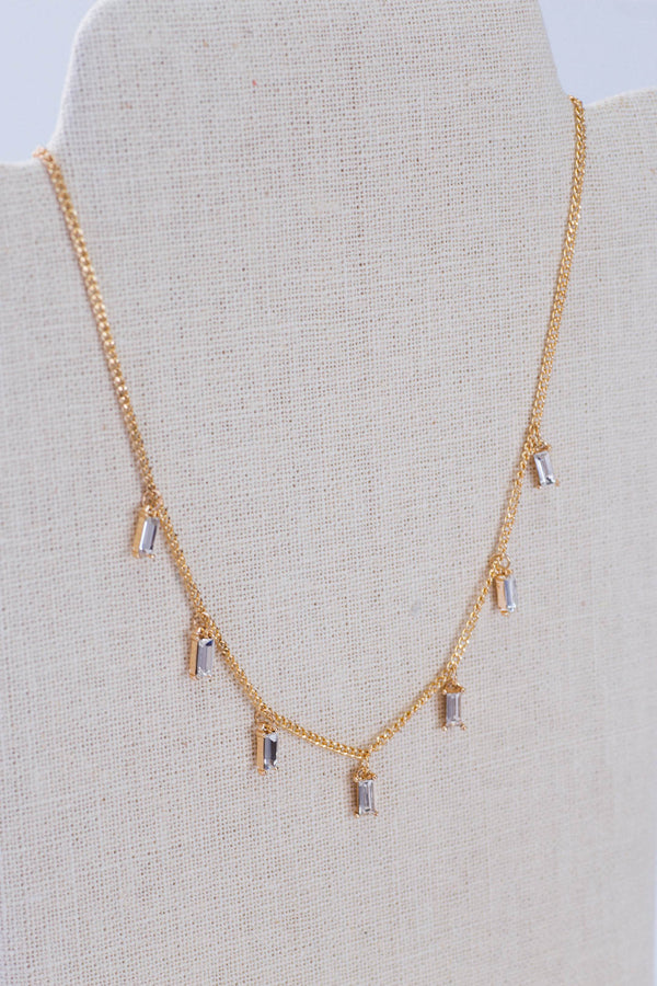 Bejeweled Dangle Necklace, Gold