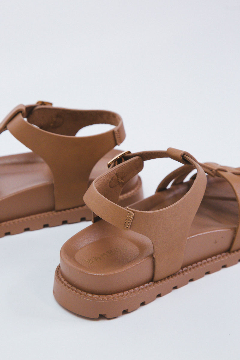 Awaken Fisherman Footbed Sandal, Tan Crinkle