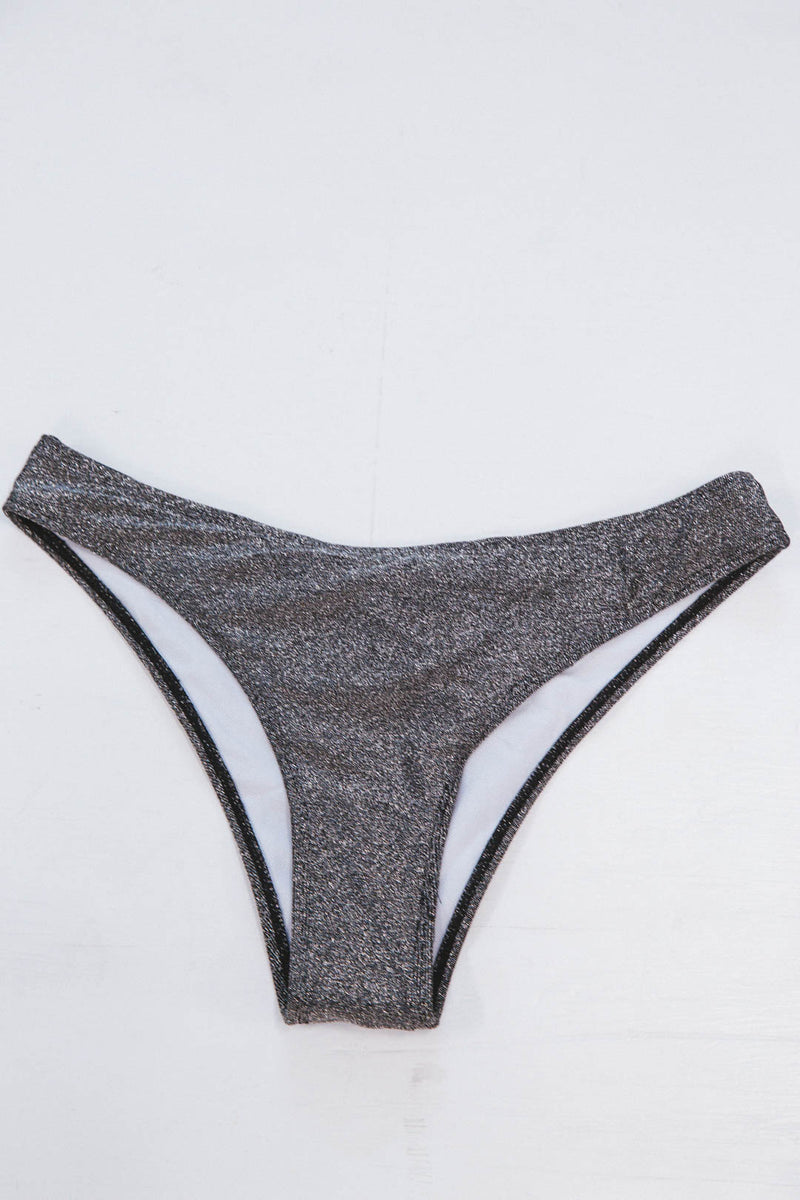 Portofino Bikini Bottom, Metallic Charcoal