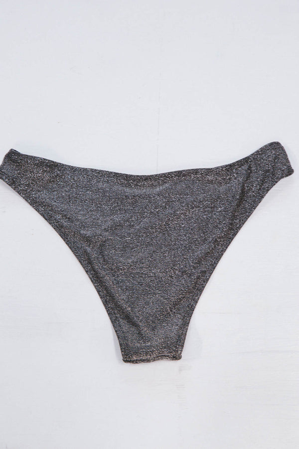 Portofino Bikini Bottom, Metallic Charcoal