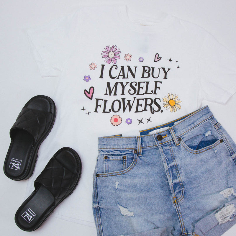 I Can Buy Myself Flowers Tee, White