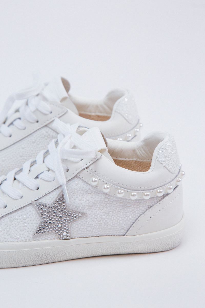 Perscila Beaded Hi-Top Sneaker, White Multi | Vintage Havana