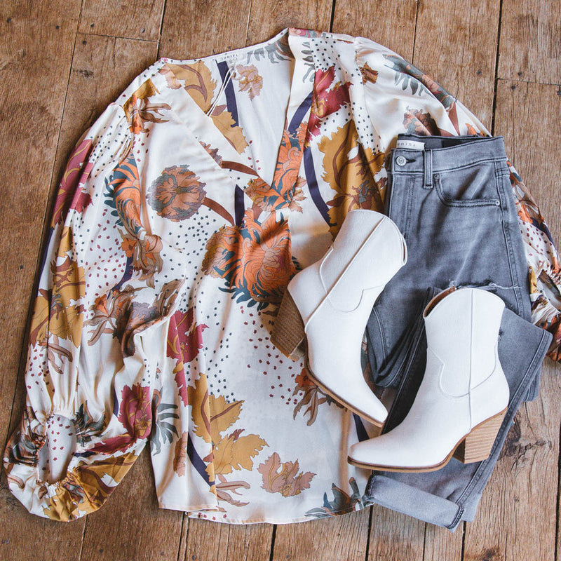 Parker Padgett Printed Blouse, Ivory | Extended Sizes Available