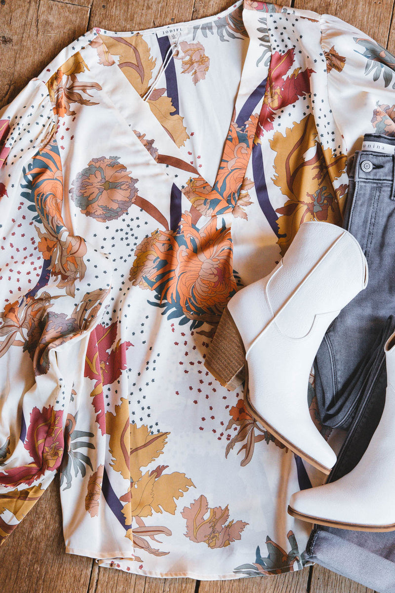 Parker Padgett Printed Blouse, Ivory | Extended Sizes Available
