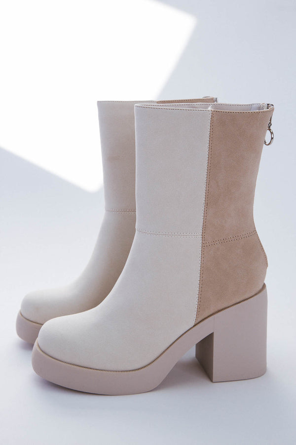 Grooves Patch Suede Boots, Bone | Dirty Laundry