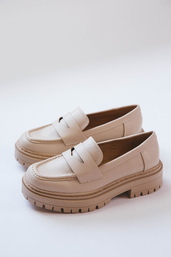 Eureka Casual Platform Loafer, Bone Pu