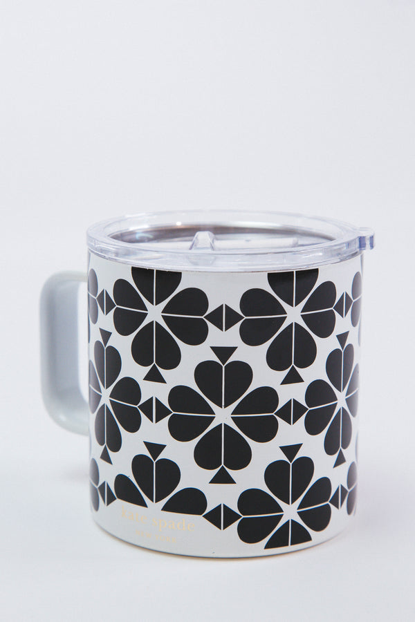 Voyage Coffee Mug, Black Spade Flower | Kate Spade New York