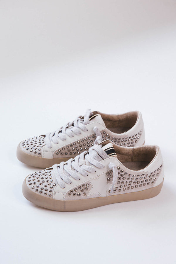 Rock Star Studded Sneaker, Light Grey | SHUSHOP