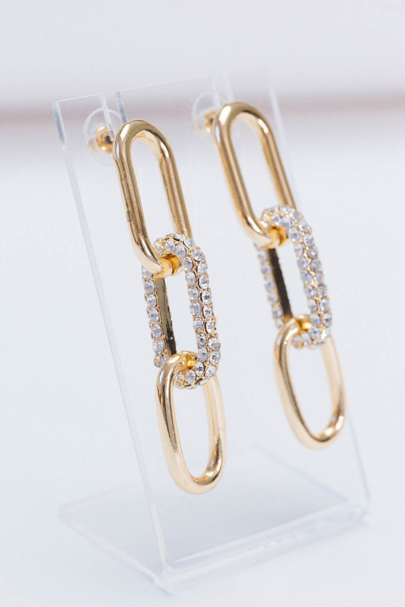 Baller Drop Link Earrings, Gold