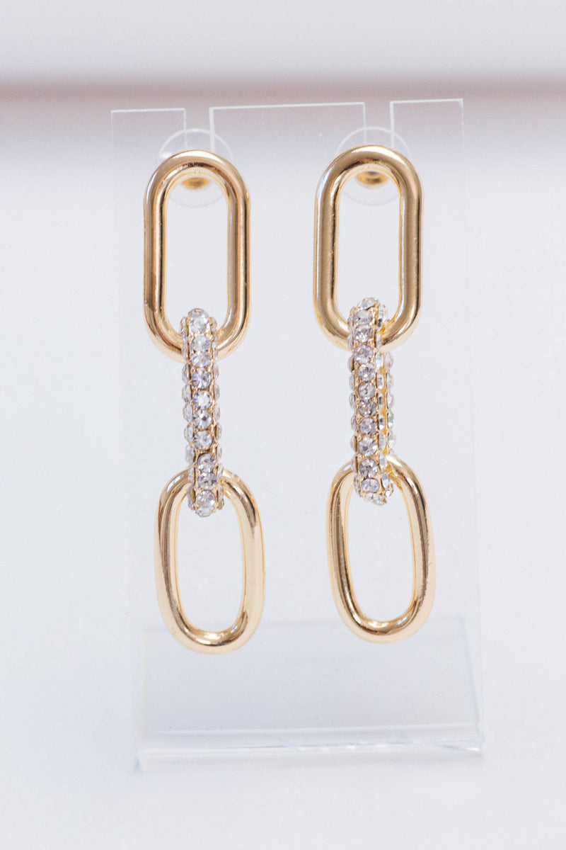 Baller Drop Link Earrings, Gold