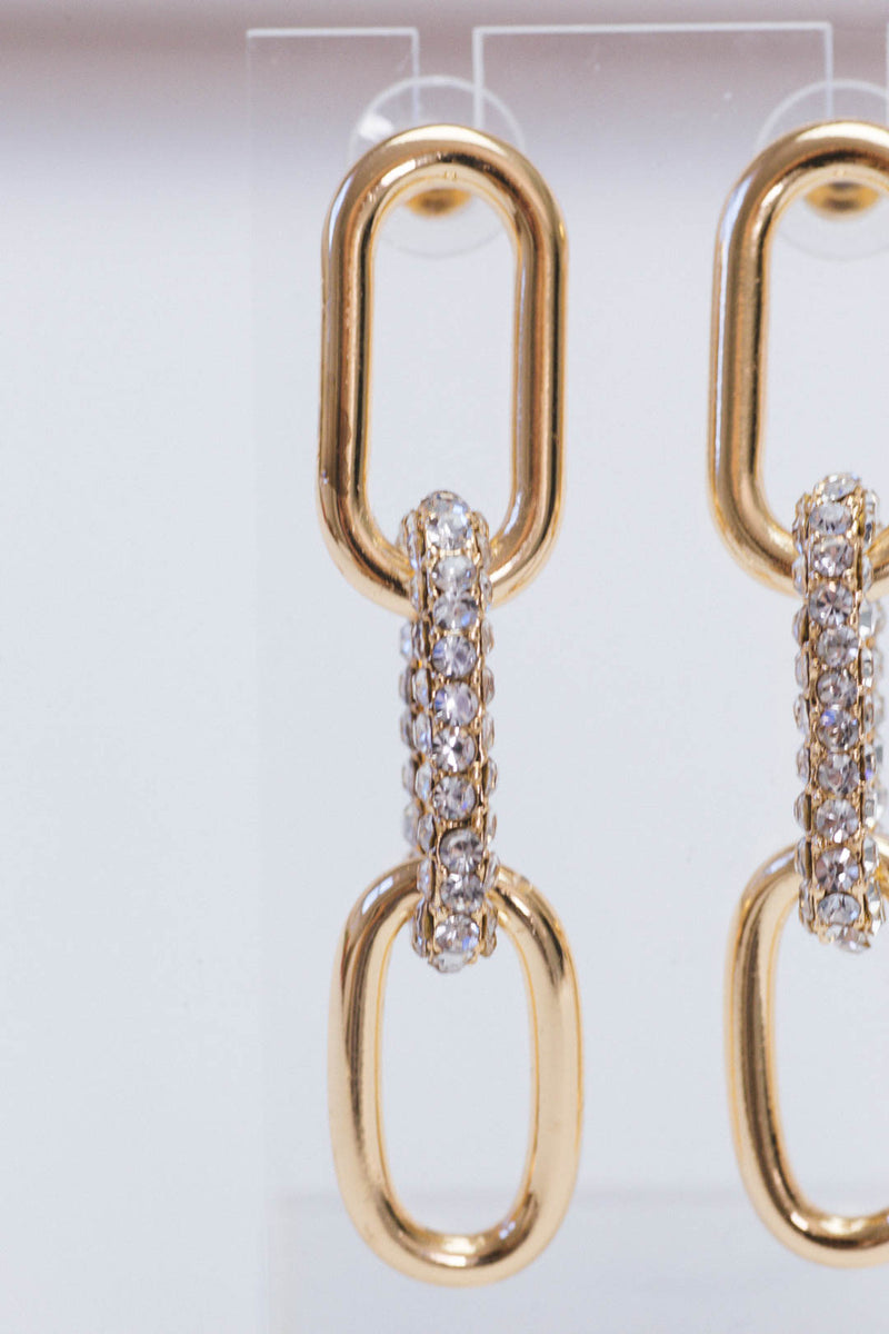 Baller Drop Link Earrings, Gold