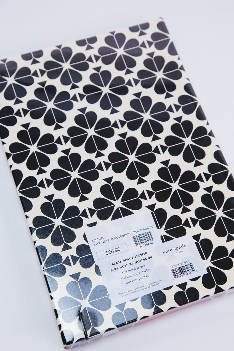 Take Note Notebook, Black Spade Flower | Kate Spade New York