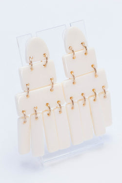 Three Post Resin Earrings, Ivory