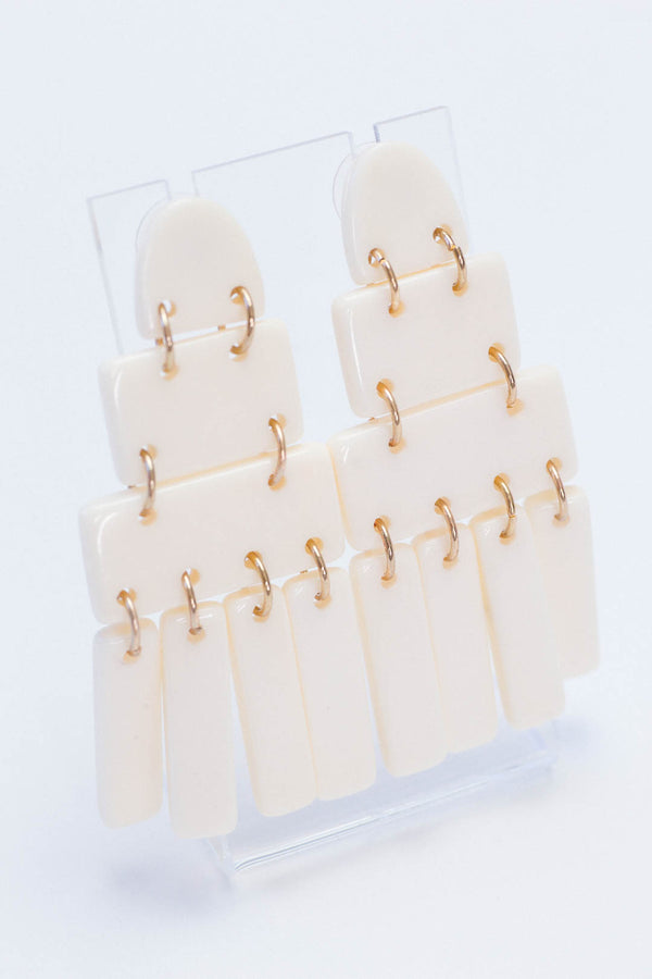 Three Post Resin Earrings, Ivory
