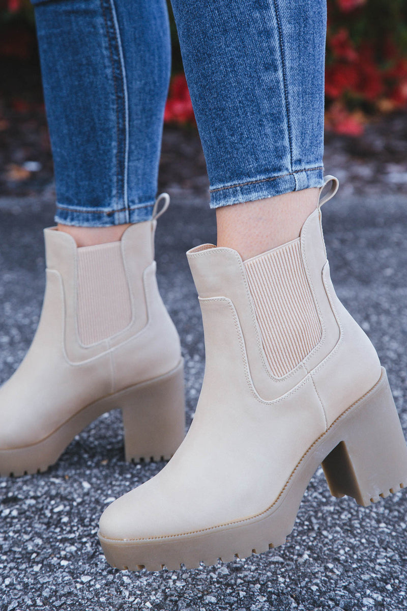 Good Day Nubuck Platform Chelsea Boot, Natural | Chinese Laundry