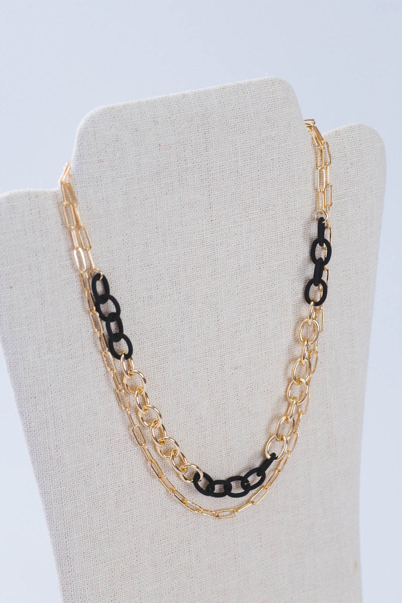 Good Times Layered Necklace, Gold/Black