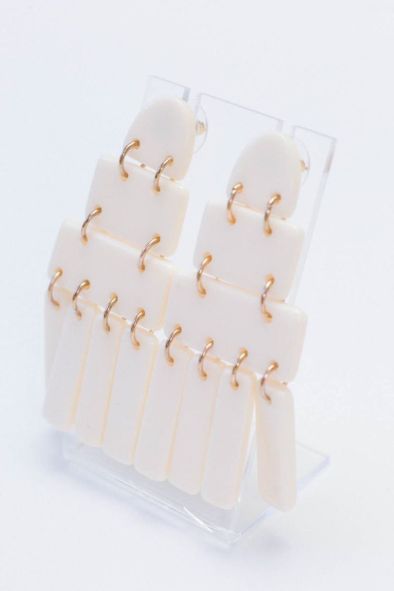 Three Post Resin Earrings, Ivory