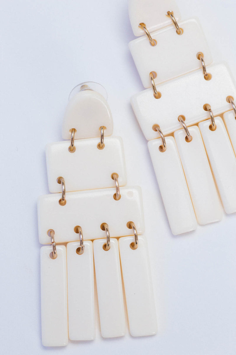 Three Post Resin Earrings, Ivory