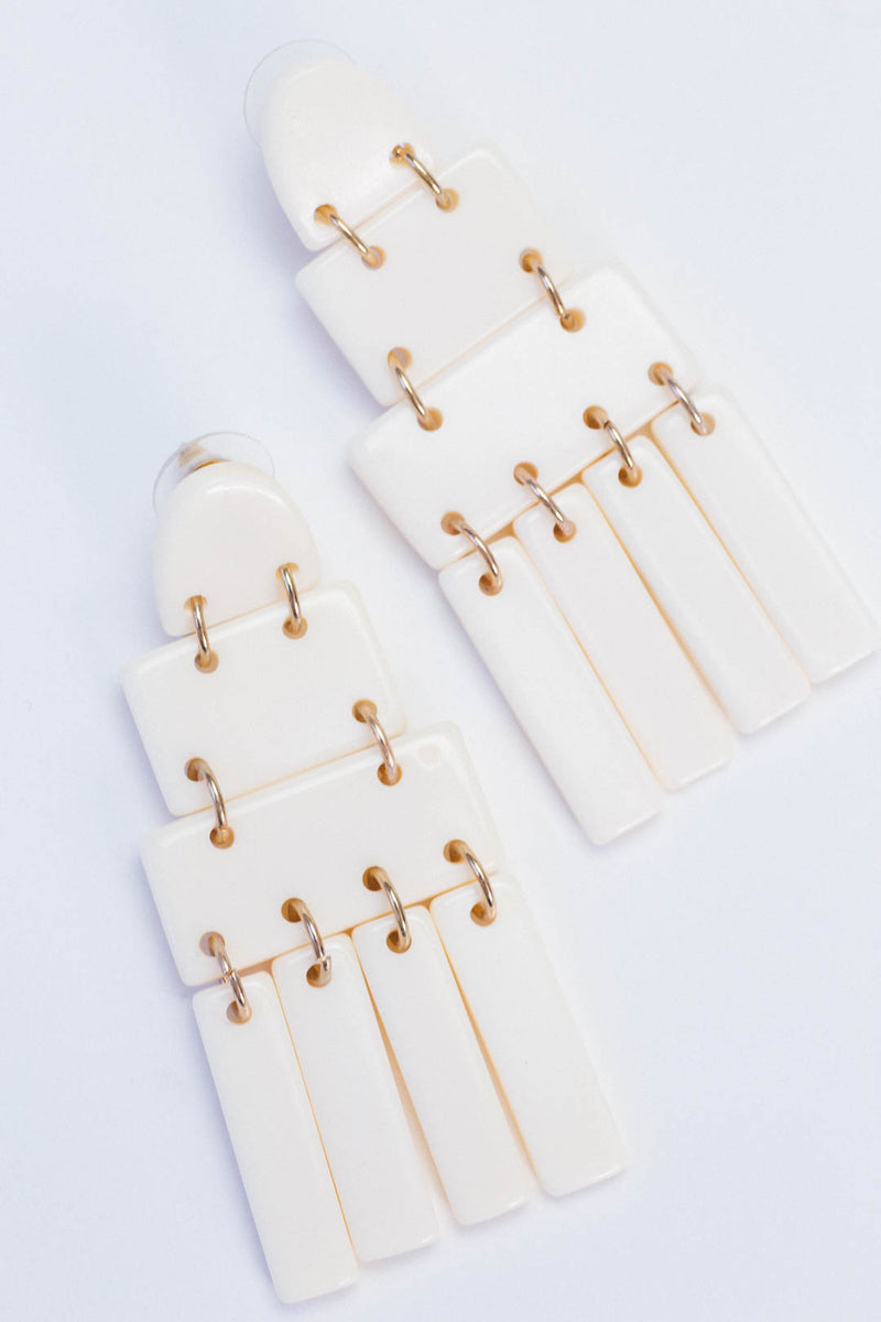 Three Post Resin Earrings, Ivory