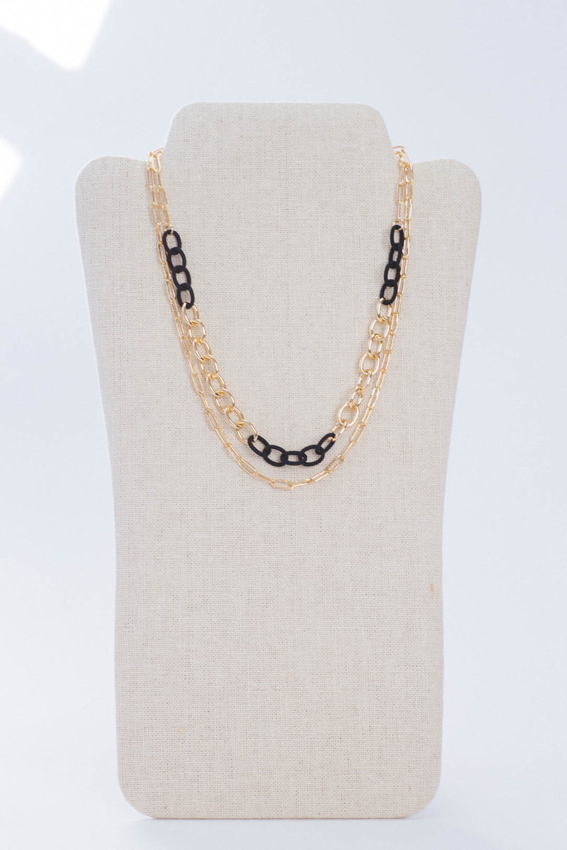 Good Times Layered Necklace, Gold/Black