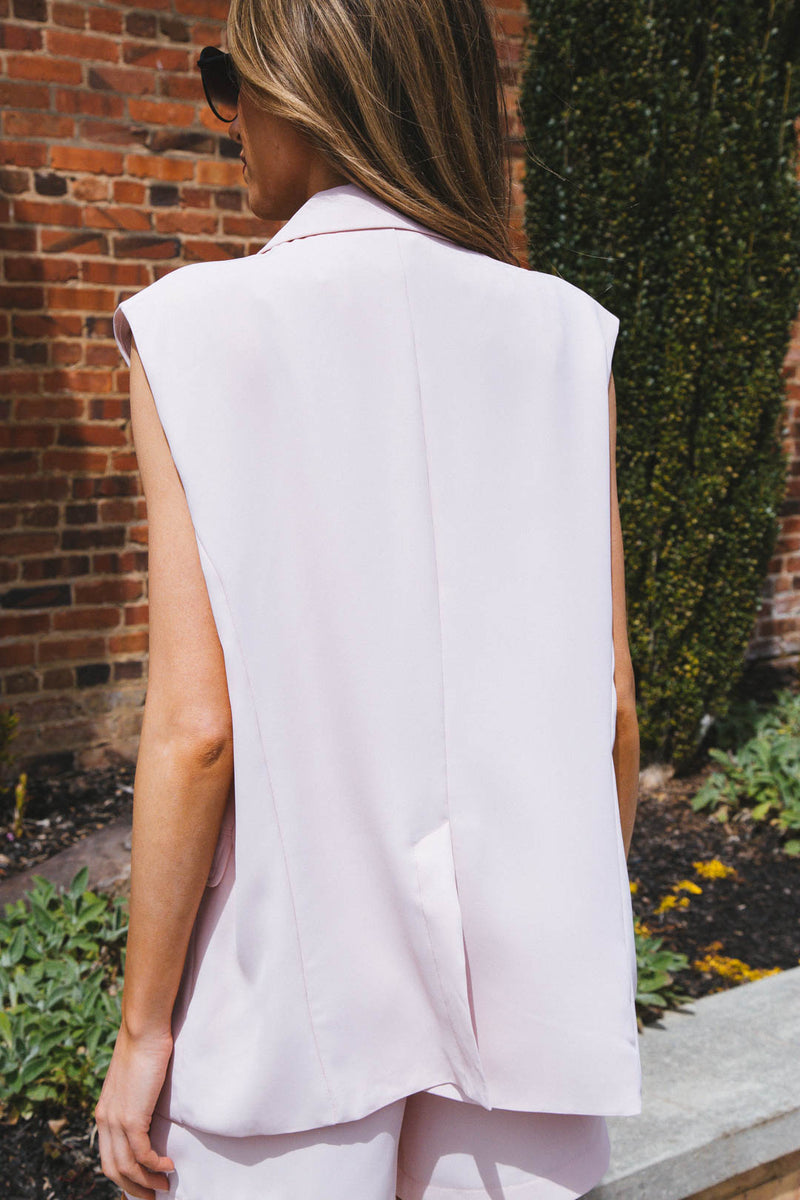 Wesleigh Sleeveless Blazer, Blush