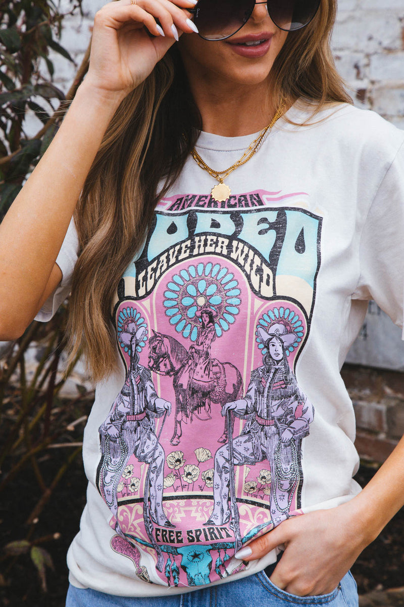 Rodeo Leave Her Wild Graphic Tee, Off White