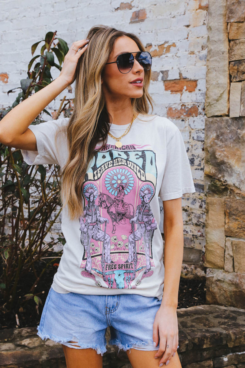 Rodeo Leave Her Wild Graphic Tee, Off White
