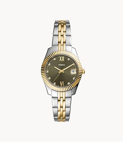 Scarlette Mini Three-Hand Date Two-Tone Stainless Steel Watch, Silver/Gold | FOSSIL